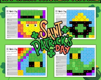 St. Patrick's Day 100 Chart Mystery Picture Worksheets | K–2nd Grade Activity