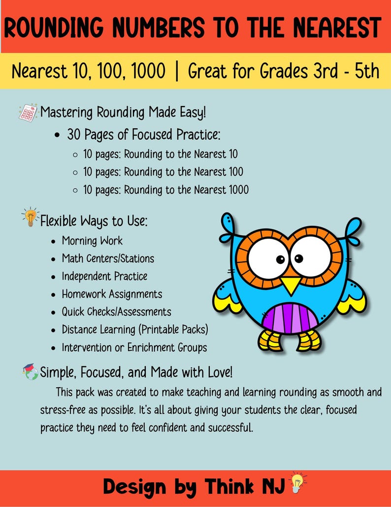 Rounding Numbers to the Nearest 10, 100, and 1000 Worksheets | Math ...