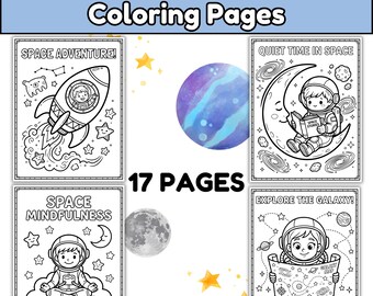 Mindfulness Coloring Pages for Kids | Space Adventure Theme | Calm Down & SEL Worksheets