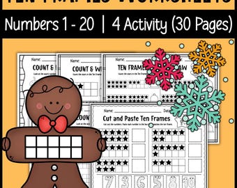 Autumn Ten Frames Worksheets | Numbers 1–20 | Fall Math Activities for Kindergarten & 1st Grade | Counting and Number Sense Practice