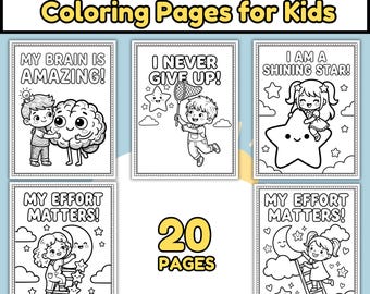 20 Positive Affirmation Coloring Pages | Mental Health & Self-Care Colouring Book | Motivational Quotes for Relaxation Relief