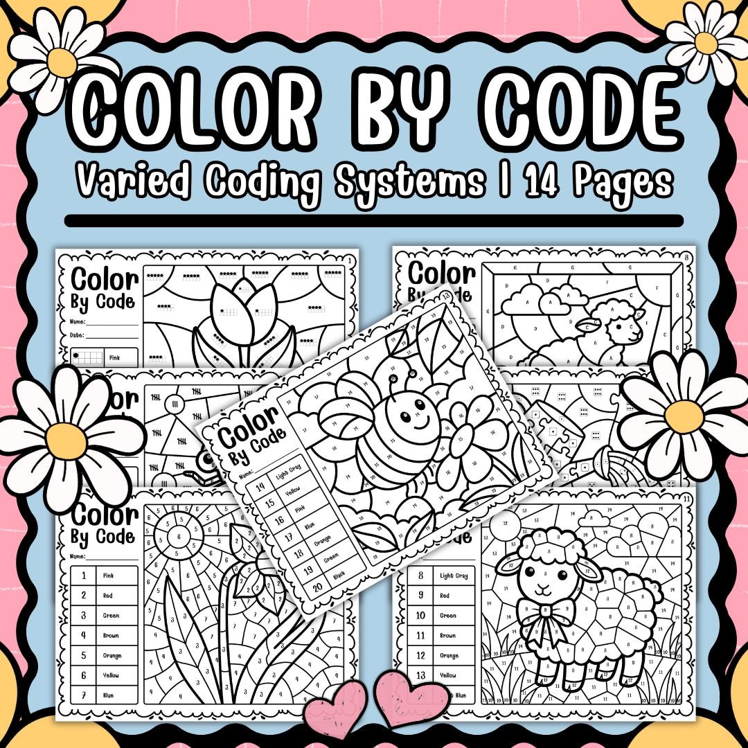 Spring Color by Code Worksheets | Numbers 1–20, Ten Frames, Letters ...