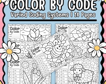 Spring Color by Code Worksheets | Numbers 1–20, Ten Frames, Letters, Counting | Preschool & Kindergarten Math