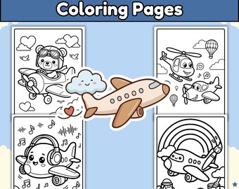 Mindfulness Coloring Pages for Kids Worksheets | Cute Airplane Mindfulness & Calm SEL Activities
