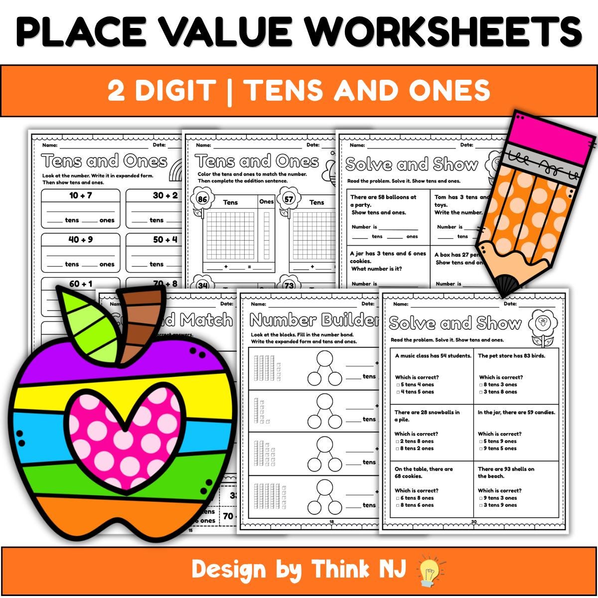 Place Value Worksheets 2 Digit Numbers | Tens and Ones, Expanded Form ...