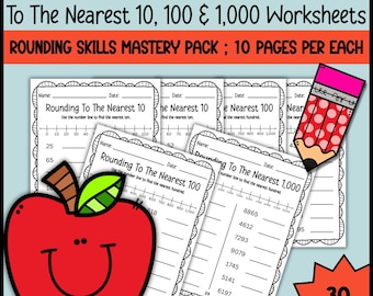 Rounding Numbers to the Nearest 10, 100, and 1000 Worksheets | Math Activities for 2nd, 3rd, 4th Grade
