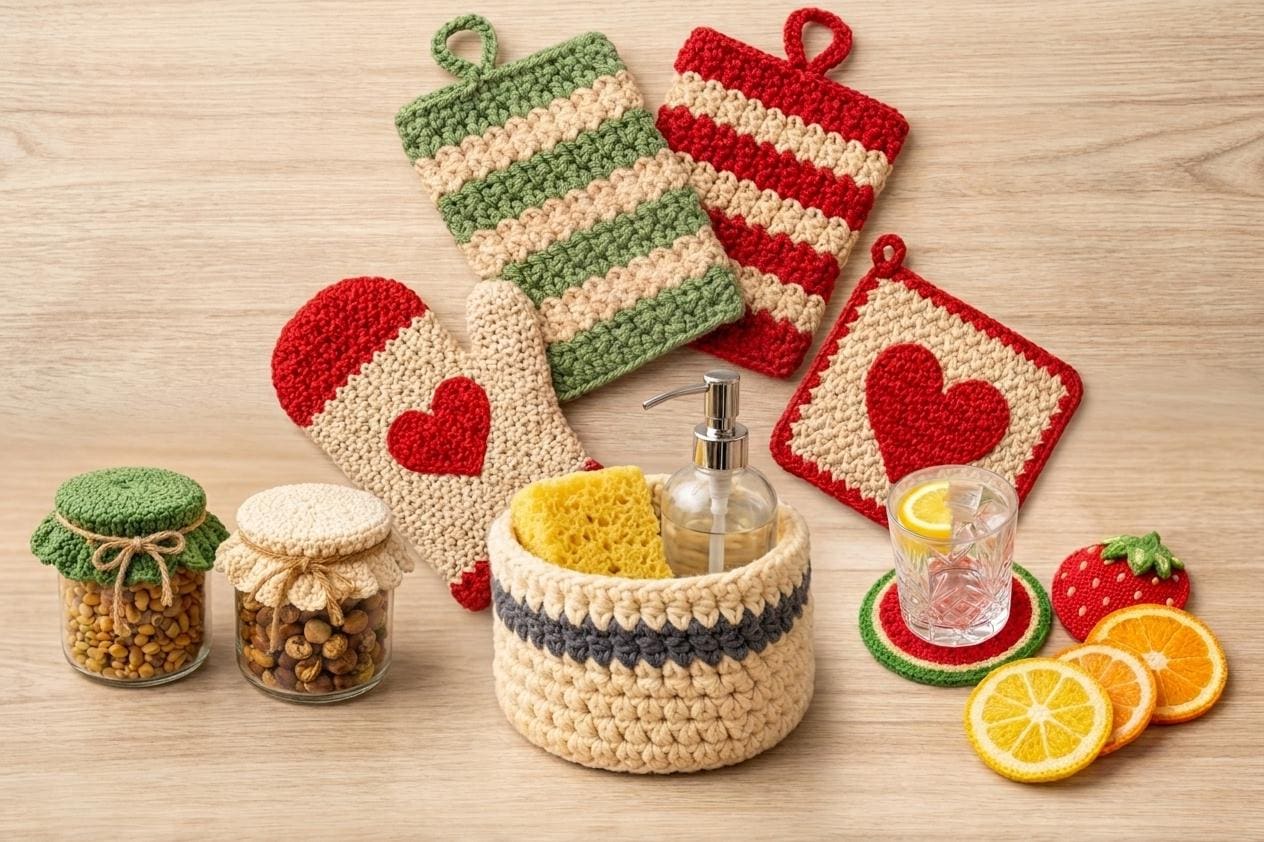 30 Dish Scrubber Crochet Patterns for a Practical, Eco-Friendly Kitchen 22 5-in-1 Kitchen Crochet and Knitting Pattern Bundle