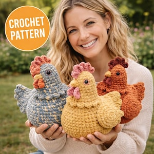 Modèle de poulet au crochet, poule amigurumi épaisse, peluche de ferme (téléchargement PDF)
