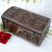 Lockable wooden jewelry box for ring earrings Wedding rings box Baby memory box Wood carving jewellery Time capsule baby keepsake box B27
