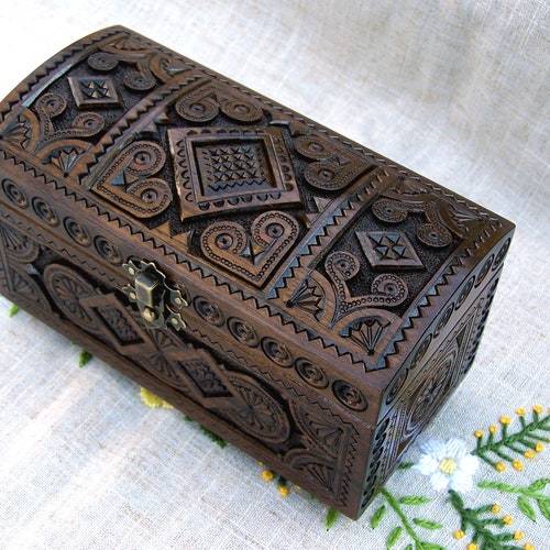 Wooden Jewelry Box Wedding Ring Holder Wood Jewellery Box Etsy
