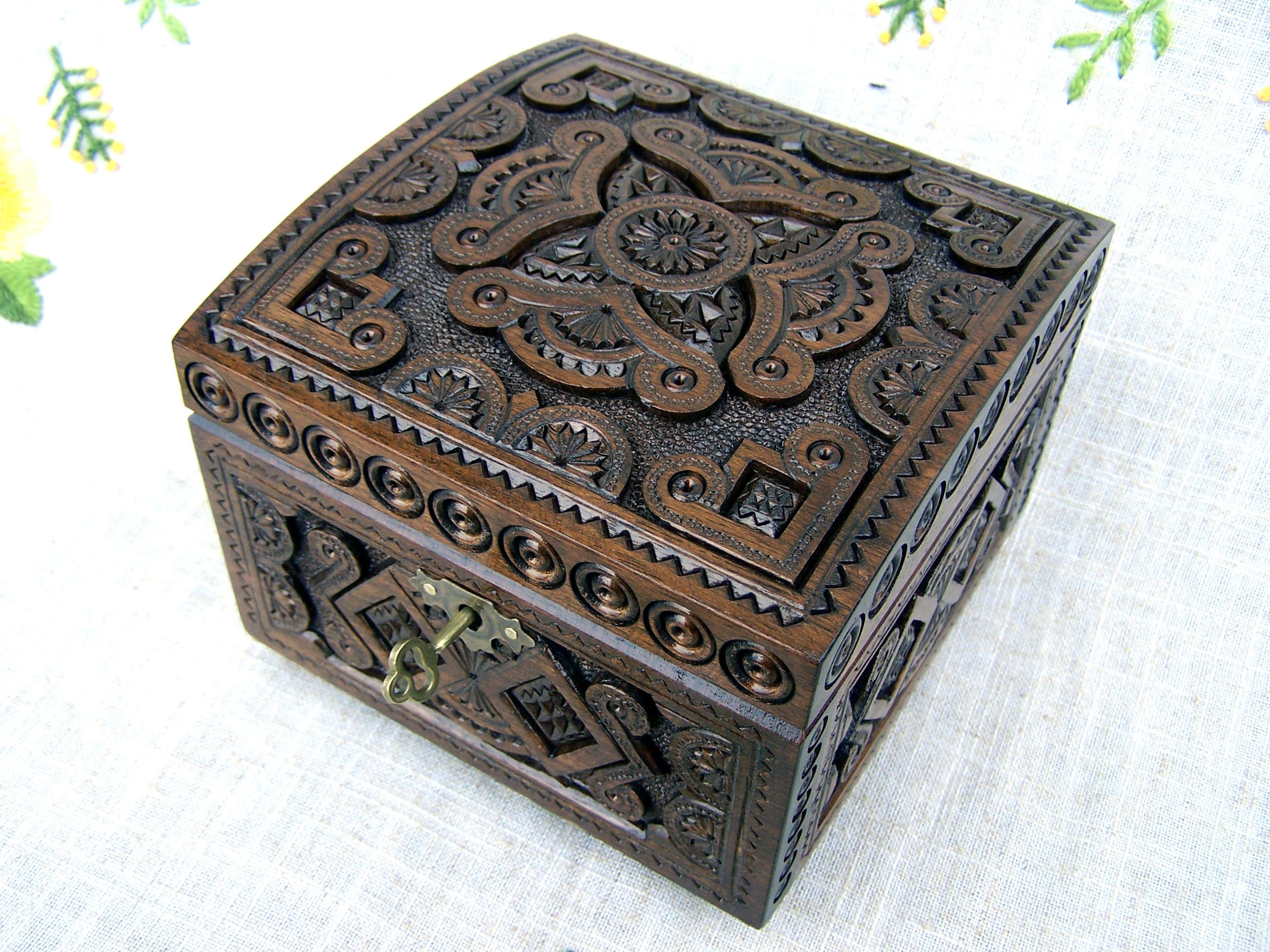 Large jewelry box Wooden box Ring box Carved wood box Wedding | Etsy