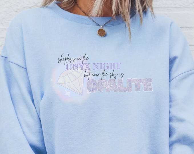 Featured listing image: Opalite Crystal Graphic Sweatshirt , Celestial Crewneck, Opalite Shirt, Hand Drawn Art