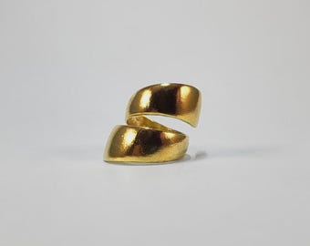 Anillo espiral chapado en oro • Banda gruesa ajustable