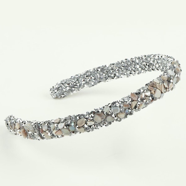 Crystal Thin Headband, Handmade Stone Hairband, Sparkly Slim Hair Accessory, Gift for Her