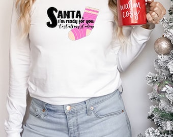 Pink Christmas Stocking Santa SVG Cricut Silhouette Stickers, Scrapbooking, Digital Graphics, PNG Funny Naughty Xmas