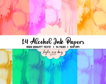 Alcohol Ink Paper Pack Instant Download digital scrapbook paper, printable watercolor paper, birthday paper