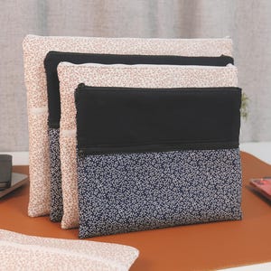 Molde para costura de capa para tablet e laptop, estojo organizador para dispositivos eletrônicos com zíper duplo, 6 tamanhos (molde em PDF)