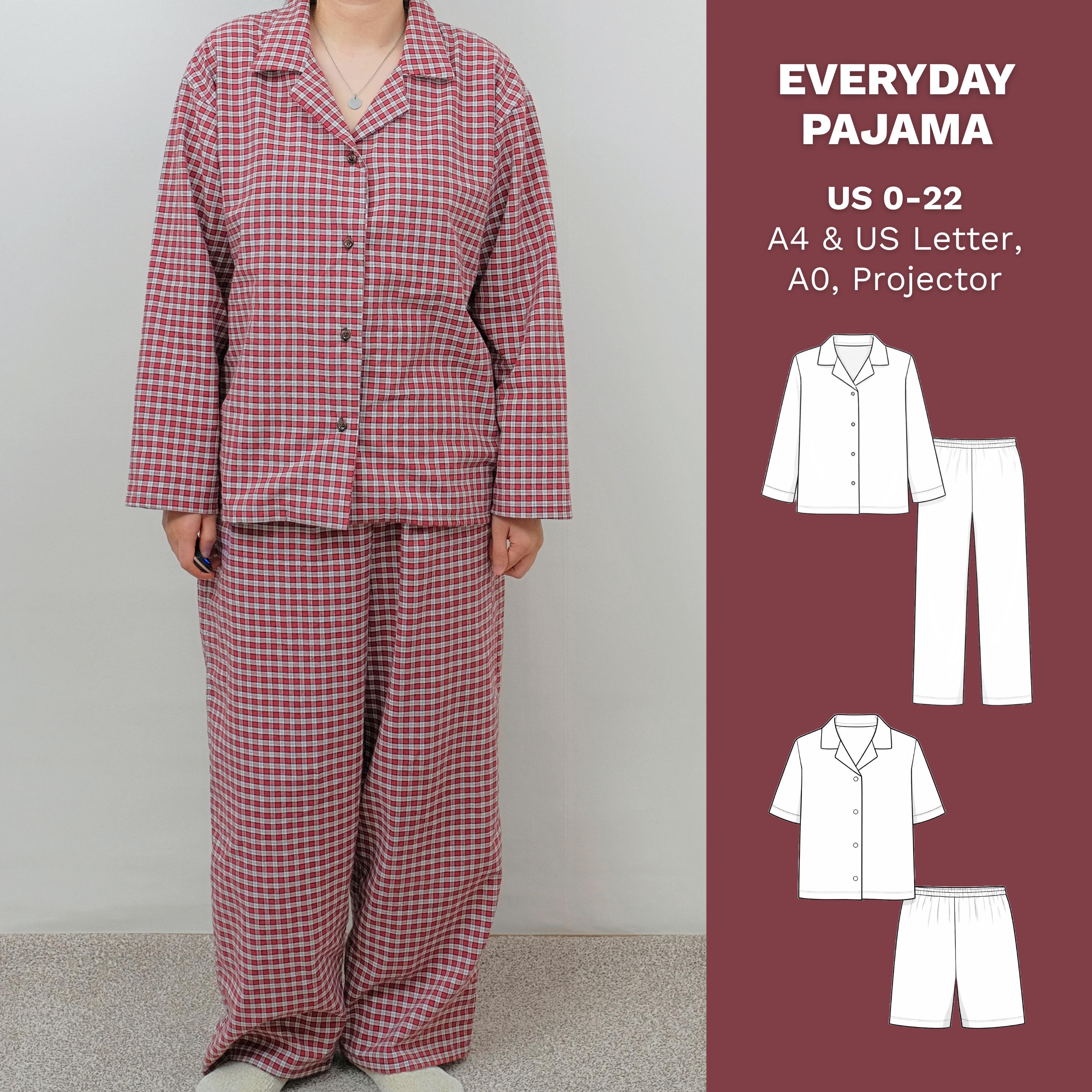 Relaxed Fit Pajama Set Sewing Pattern | Long & Short Versions (PDF ...