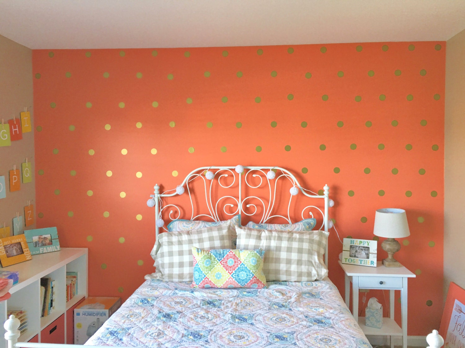 Gold Polka Dots Wall Decal Gold Polka Dot Decal Metallic Etsy