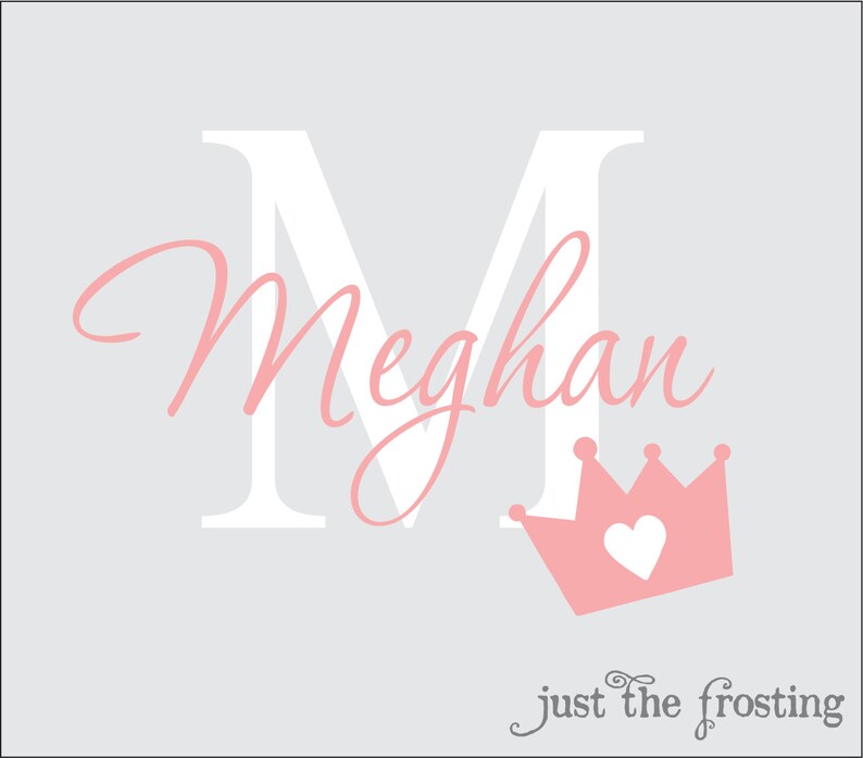 Personalized Name Princess Crown Wall Decal Tiara Monogram | Etsy