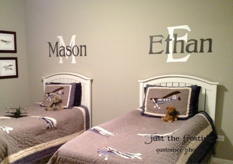 Childrens Decor Boys Vinyl Name Wall Decal Monogram for Etsy