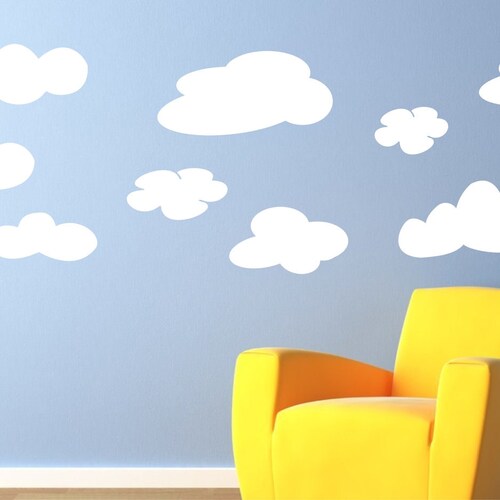 Cloud Wall Decals - Fluffy Clouds Kids Wall Decals - Vinyl Lettering Decal Wall Art - Childrens Wall Decal