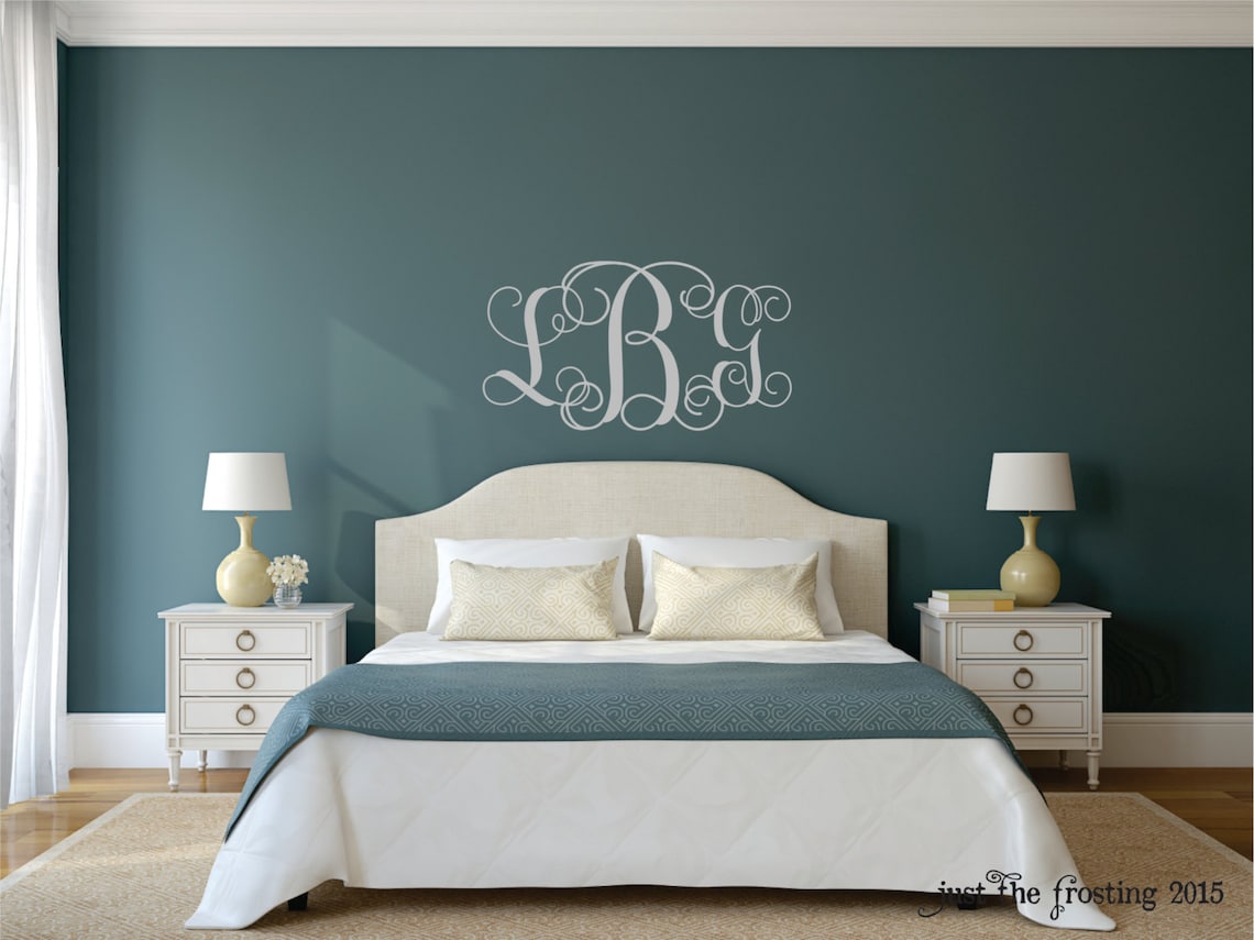 Monogram Wall Decal Monogram Silver Wall Decal Wedding Etsy