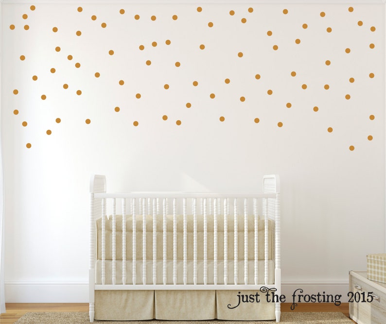 Gold Wall Decals Polka Dots Decor Confetti Dot Set Of 105 Murals Home Living Vadel Com - Polka Dot Wall Designs
