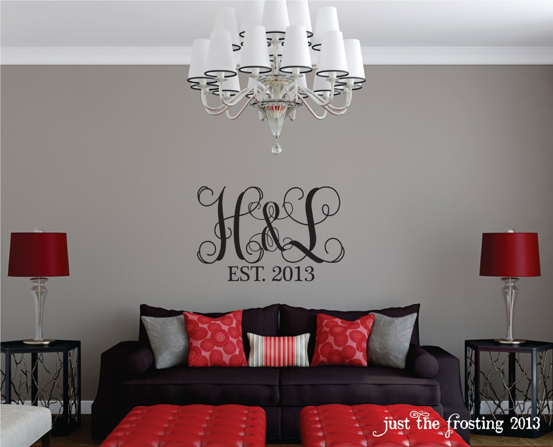 Monogram Wall Decal Personalized Monogram Vinyl Wall Decor Etsy