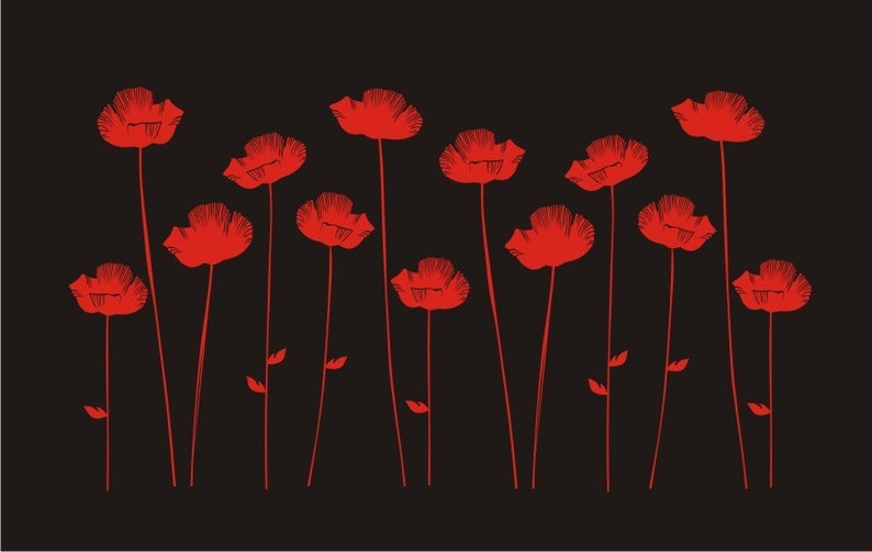 Poppies Vinyl Decal Vinyl Wall Art Great for a bedroom Etsy