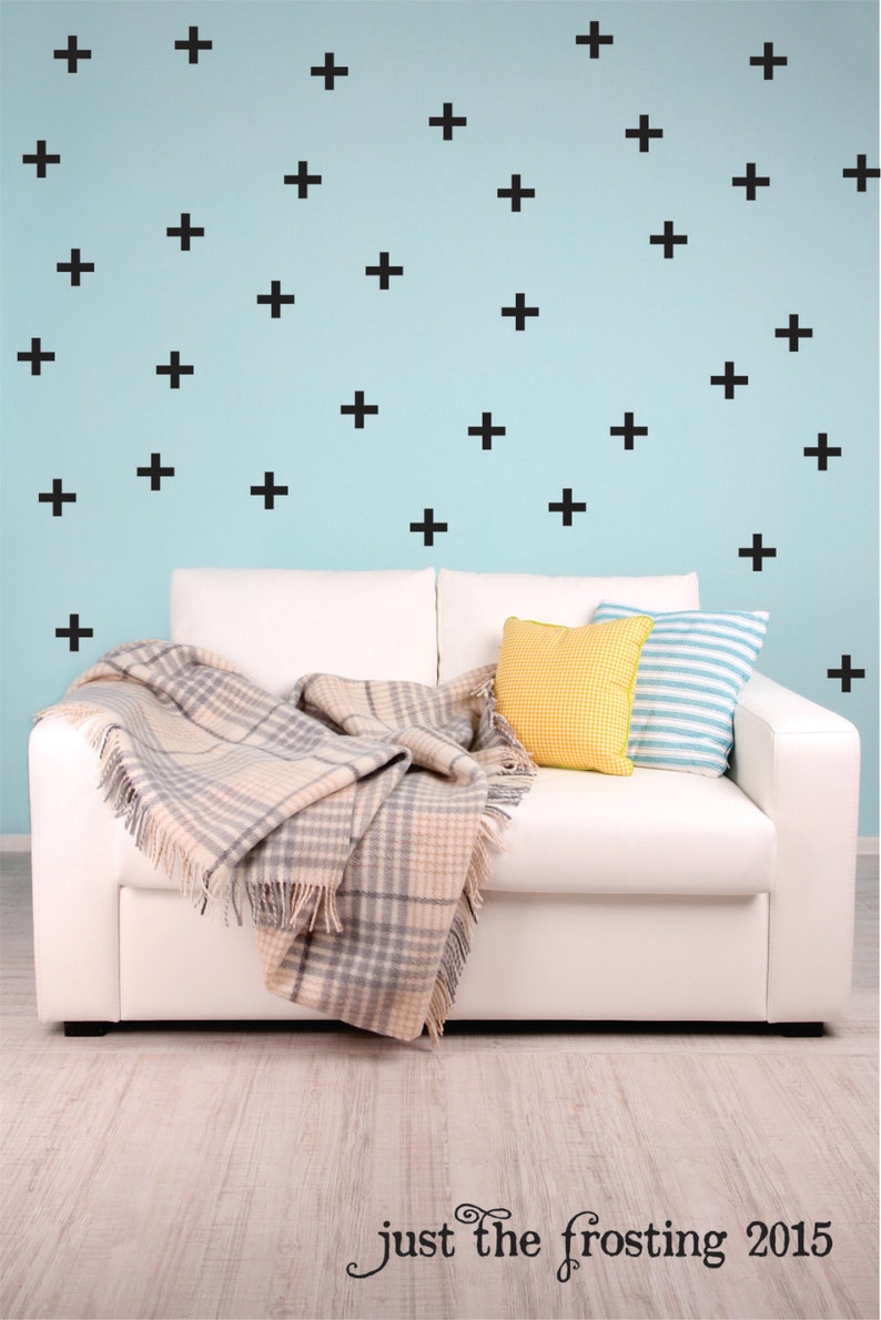 Set of 48 Cross Decal Swiss Cross Pattern Wall Decals Plus Sign Wall Decal -Cross Pattern Wall Decor Neutral Nursery