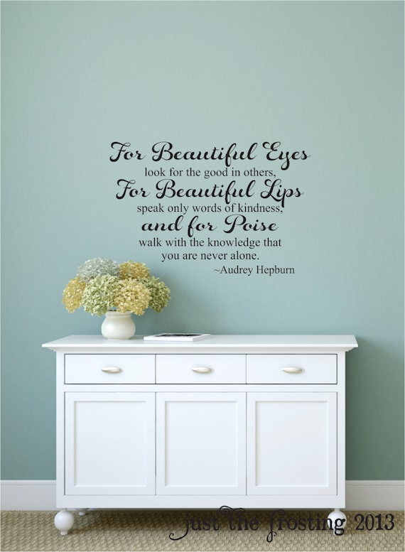 Motivation Wall Decal For Beautiful Eyes Girl Room Hepburn Quote Vinyl Art Decor