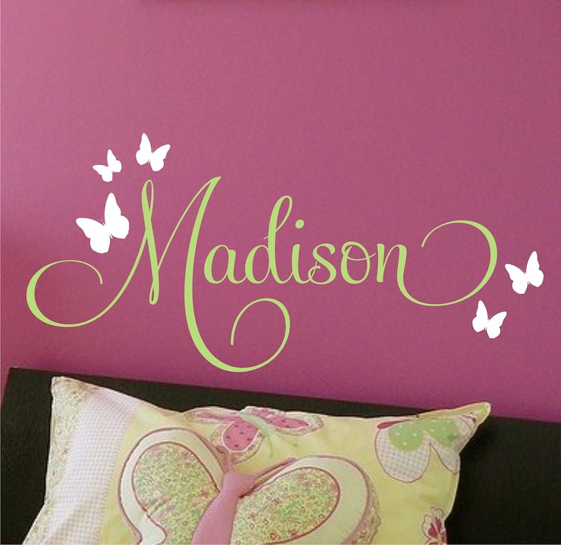 Vinyl Lettering Wall Art Wall Decor Children Decor Butterflies Nursery Monogram Vinyl Wall Decal