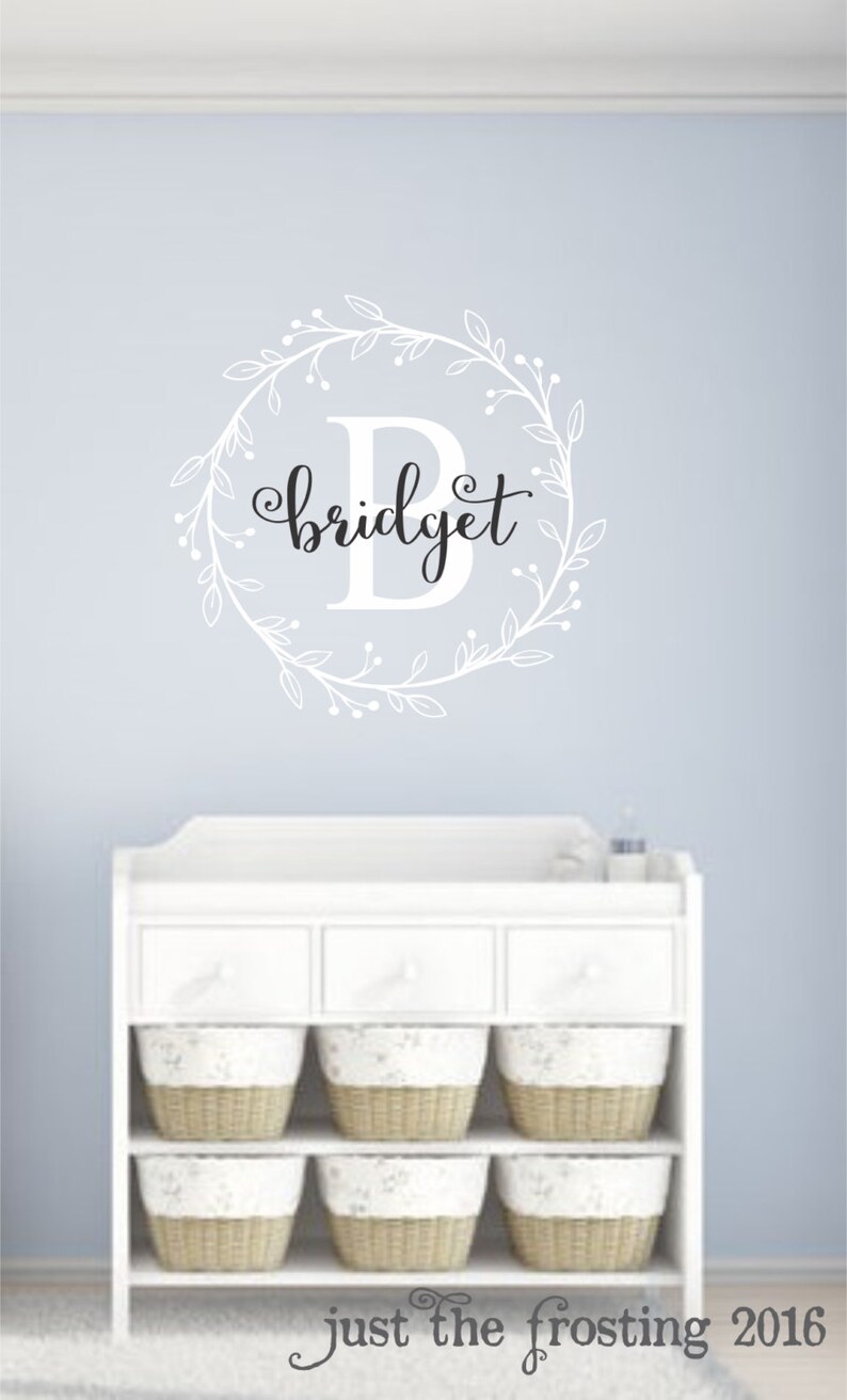 Monogram Wall Decal Shabby Chic Decor Wall Decals Nursery Etsy