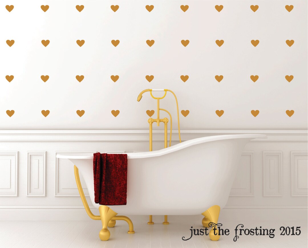 Gold Heart Wall Decals Set Gold Heart Decals Pattern Decal Etsy