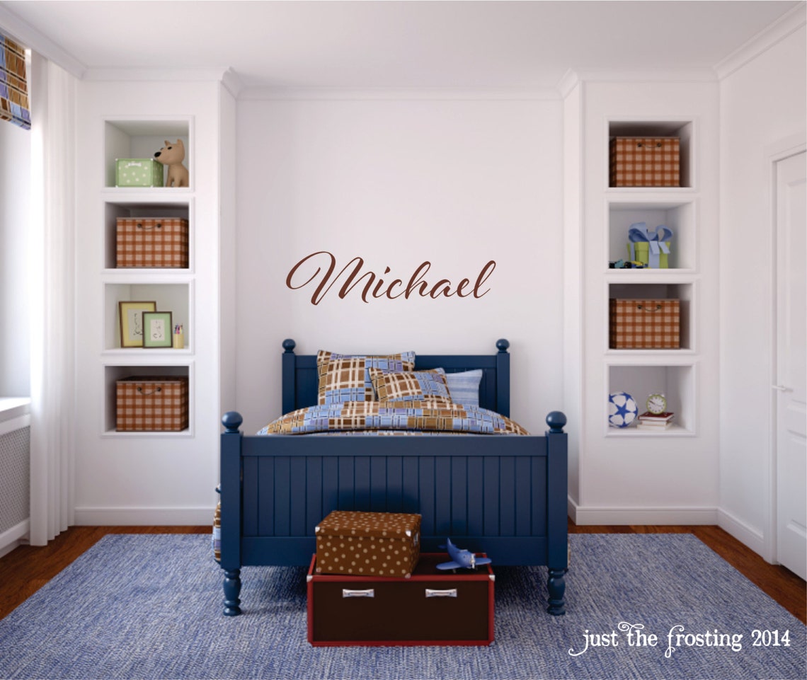 Boys Name Wall Decal Childrens Decor Vinyl Name Wall Decal Etsy