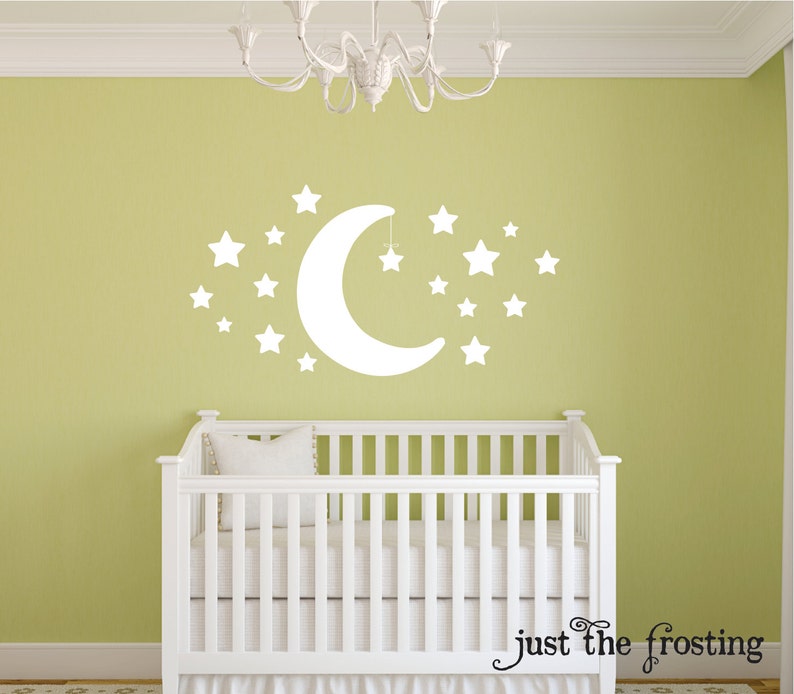 Star Decal Star and Moon Wall Decal Moon Decal Nursery Etsy