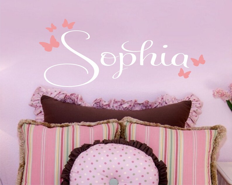 Vinyl Lettering Wall Art Wall Decor Children Decor Butterflies Nursery Monogram Vinyl Wall Decal