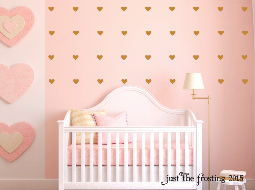 Heart Wall Decals Gold Heart Decor Heart Vinyl Gold Decals Etsy
