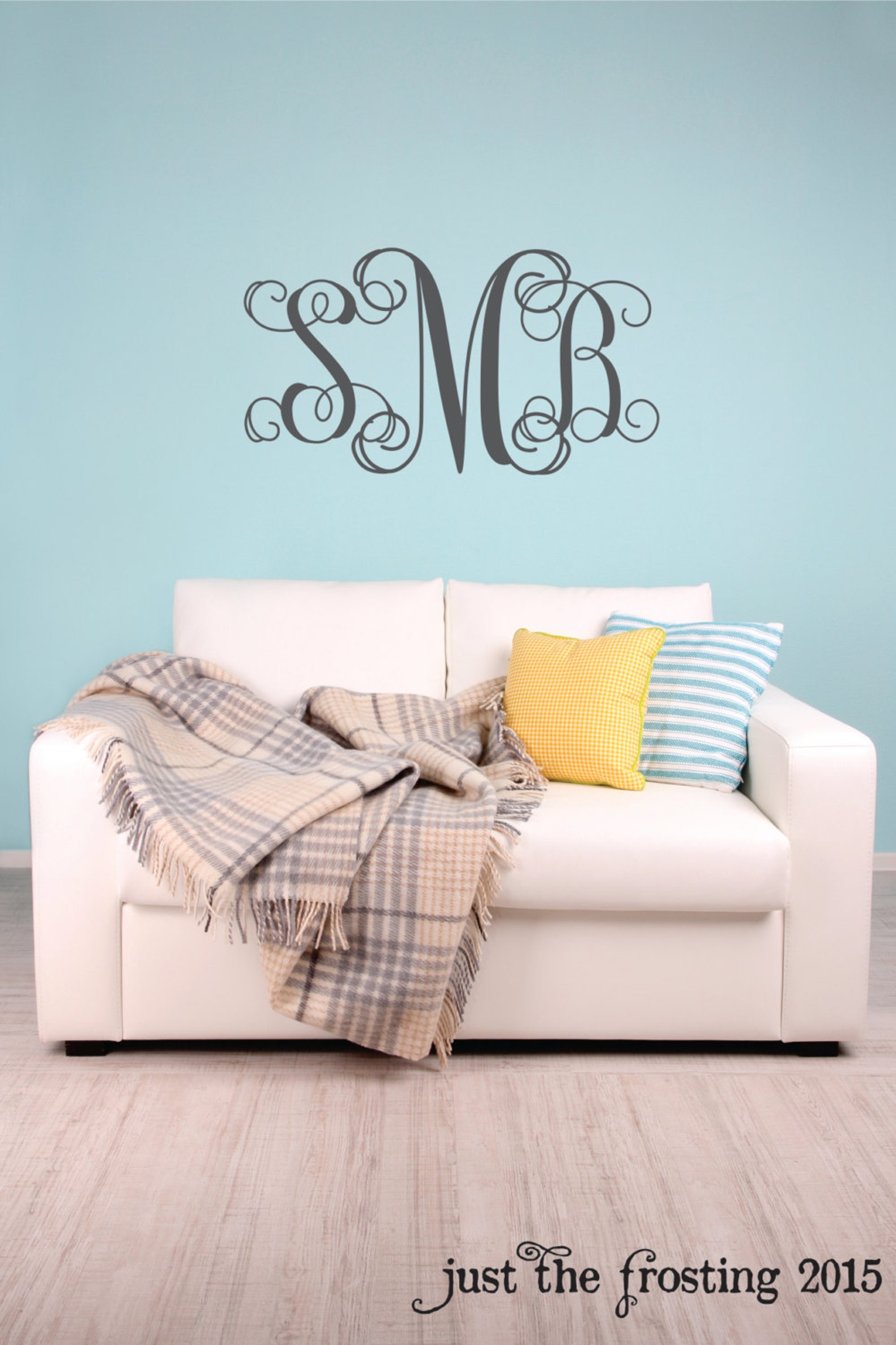 Monogram Wall Decal Monogram Silver Wall Decal Wedding Etsy