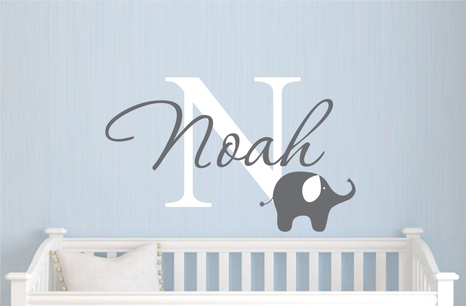 Childrens Name Elephant Wall Decal Boys Vinyl Baby Nursery