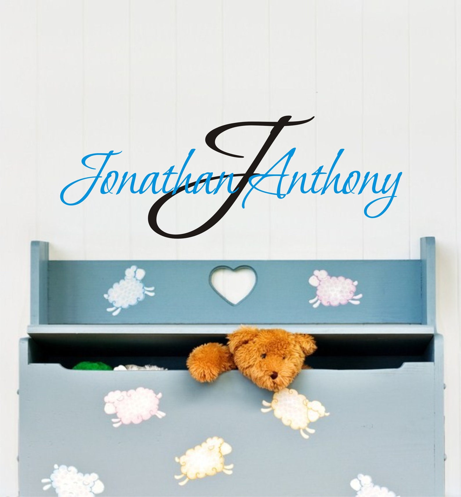 Childrens Wall Decal Decor Monogram Vinyl Lettering Boy Etsy