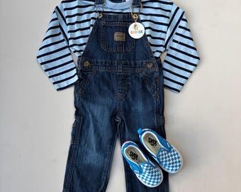 Vintage Wrangler Kids Denim Dungarees Overalls | Vintage Blue | Size 9-12 months