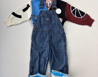 Vintage OshKosh B’gosh Kids Denim Overalls | Vintage Blue Dungarees | Size 1.5 -2 years