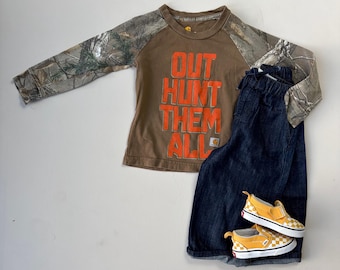 Carhartt Kids Camo Longsleeve | Brown Graphic Shirt | Toddler Streetwear| Size 12-18 months
