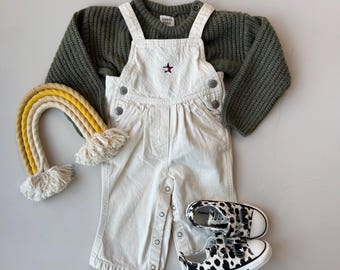 Vintage Tommy Hilfiger Baby Overalls | Cream Dungarees | Size 2-4 months