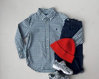 Ralph Lauren Kids Checkered Button Down Shirt | Classic Pony Logo | Size 5-6 Years