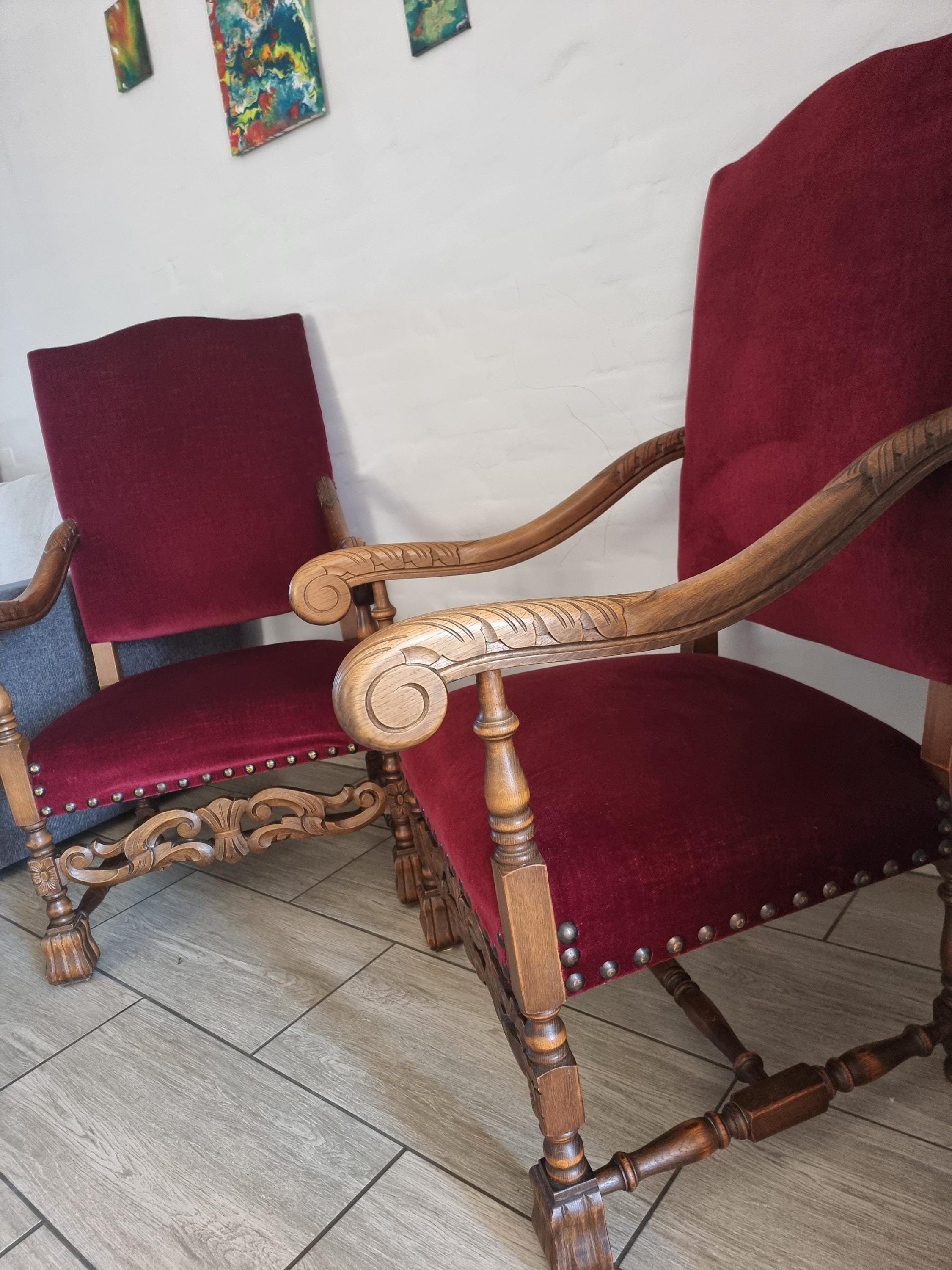 アンティーク フランス ルイ13世様式 アームチェア ペア - Etsy 日本