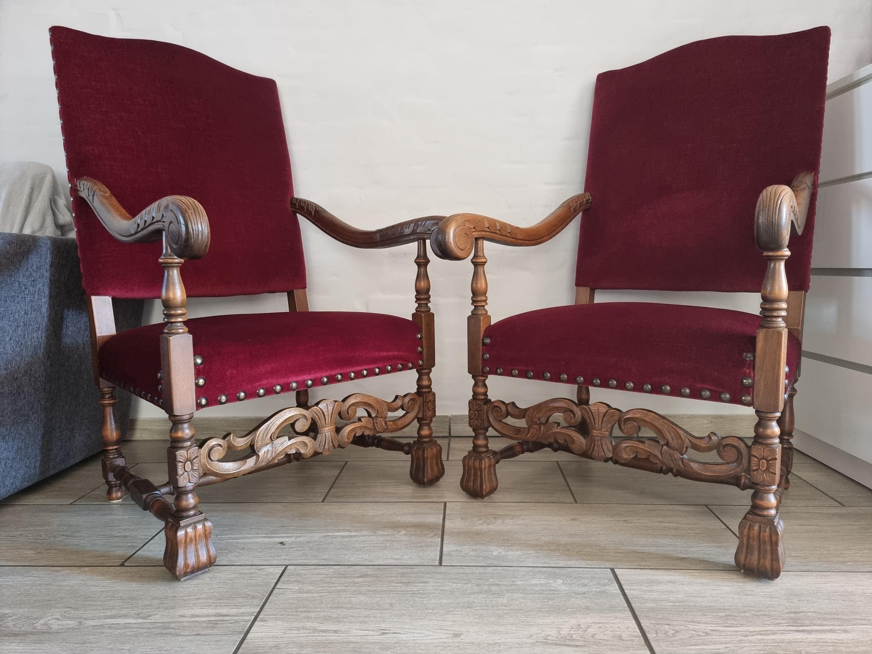 アンティーク フランス ルイ13世様式 アームチェア ペア - Etsy 日本