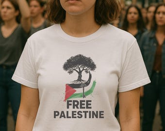 Free Palestine T-Shirt, Olive Tree and Key Design, Comfort Colors